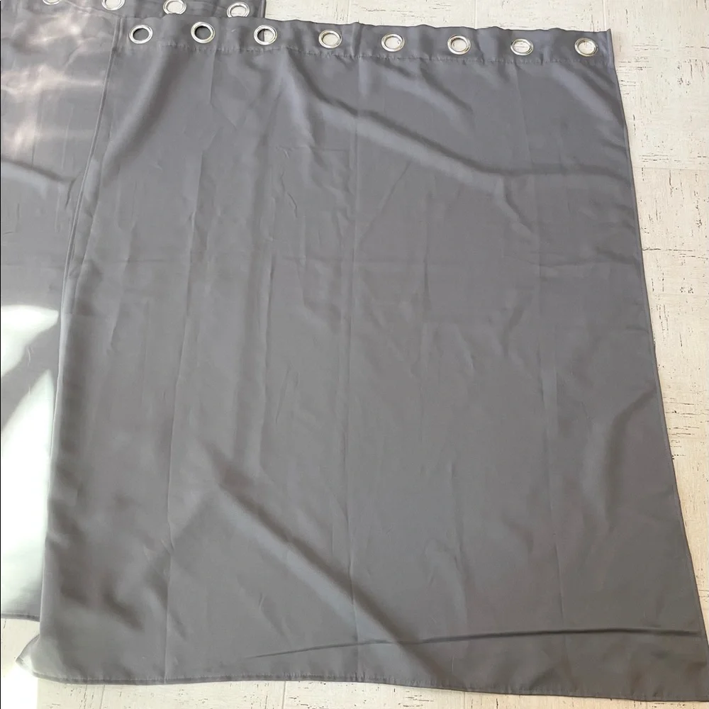 Set 2 Dark Solid Gray Light Blocking Curtains Drapes Metal Grommets 64